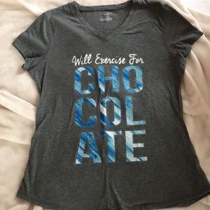 “Will Exercise For Chocolate” v neck shirt